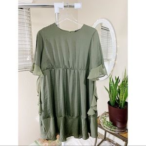 Who What Wear Cold Shoulder Ruffle Dress